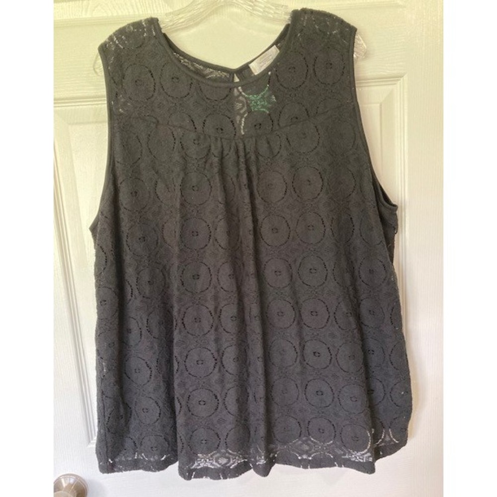 Shannon Ford New York Women's Plus Black Lace Sleeveless Top 3X